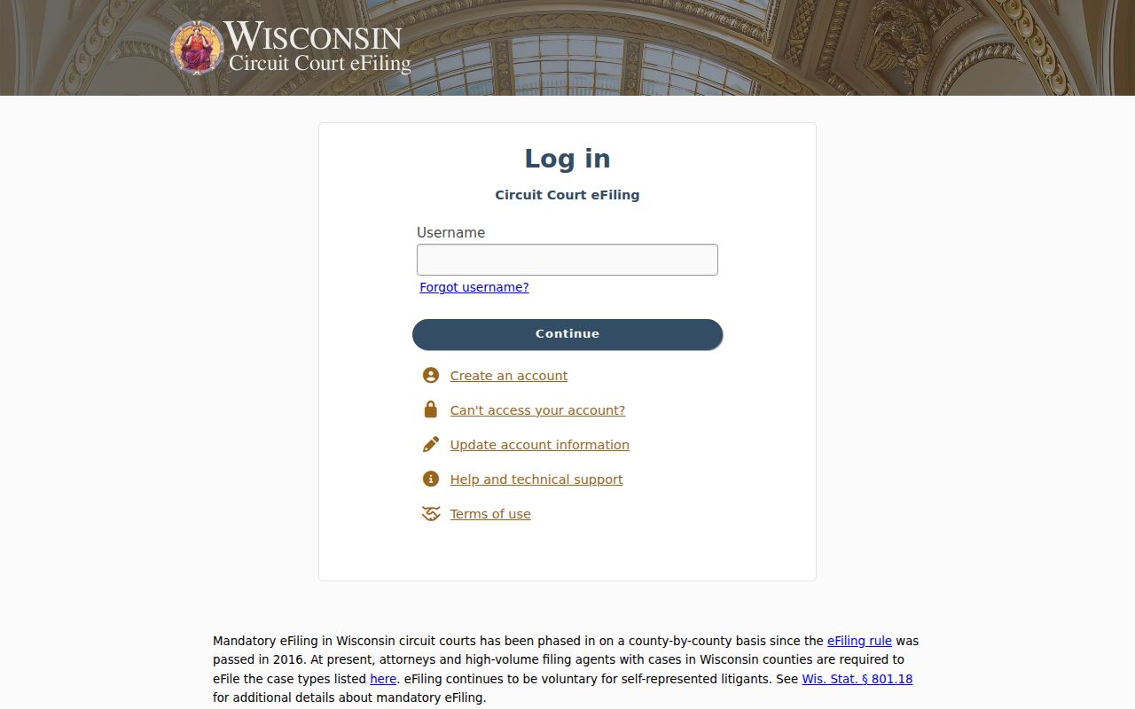 Bayfield County court docket filing through Wisconsin eFiling